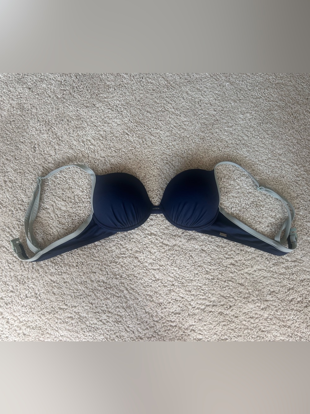 Triumph Navy Bikini Top with Light Blue Trim